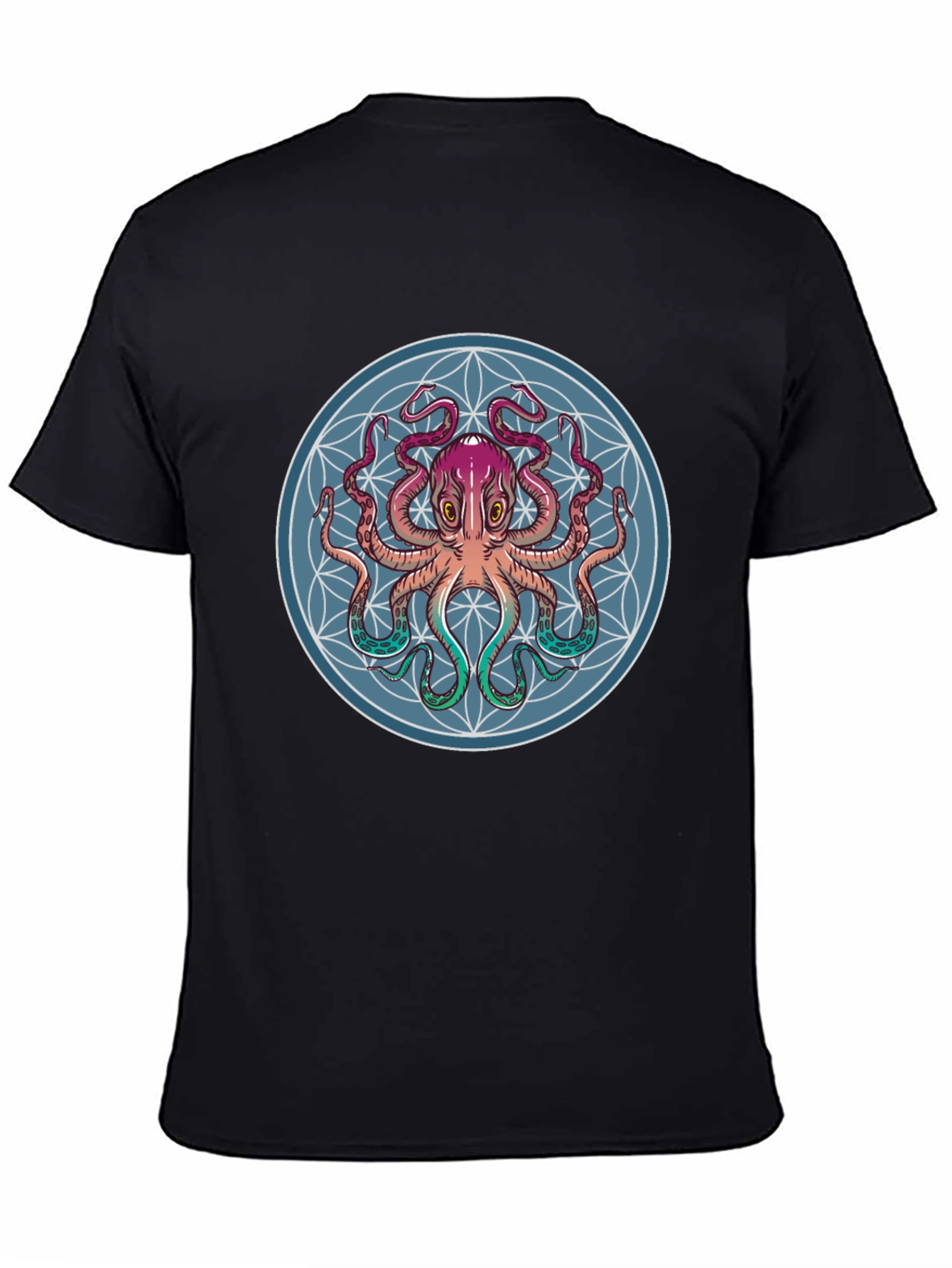 Octopus Mandala Graphic Tee - Black Cotton T-Shirt