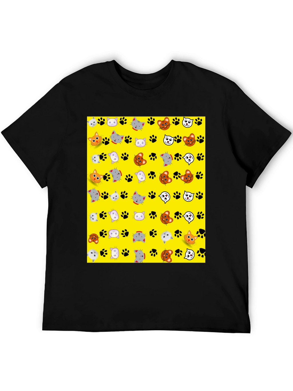 Cat Faces & Paw Prints T-Shirt