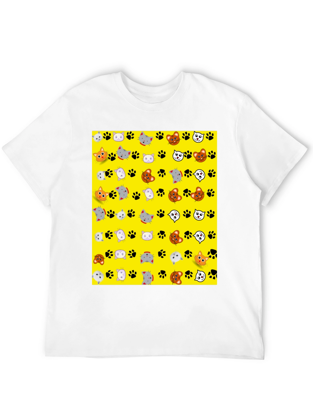 Cat Faces & Paw Prints T-Shirt