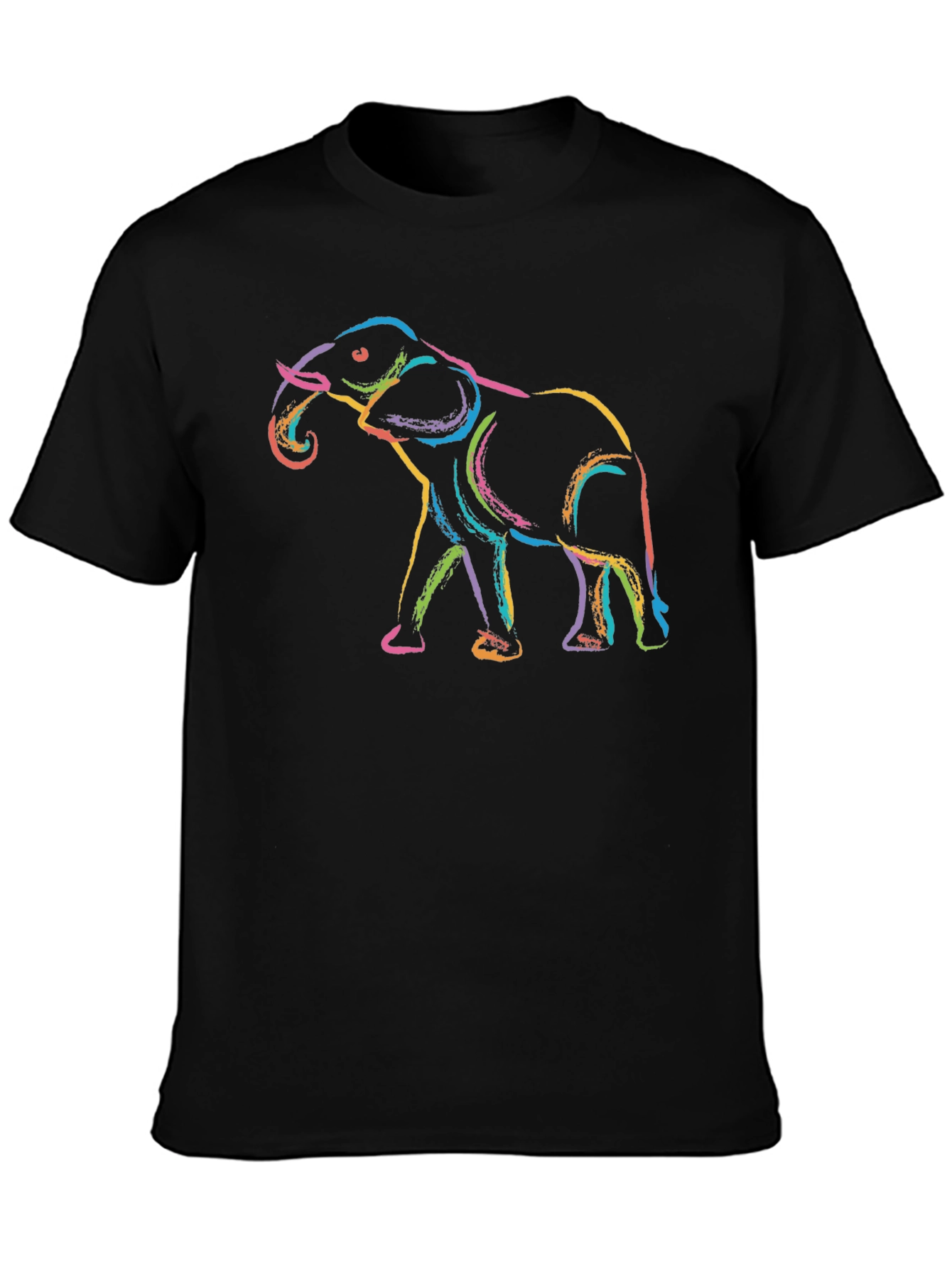 Elephant Colorful Graphic Tee - Unisex Black T-Shirt