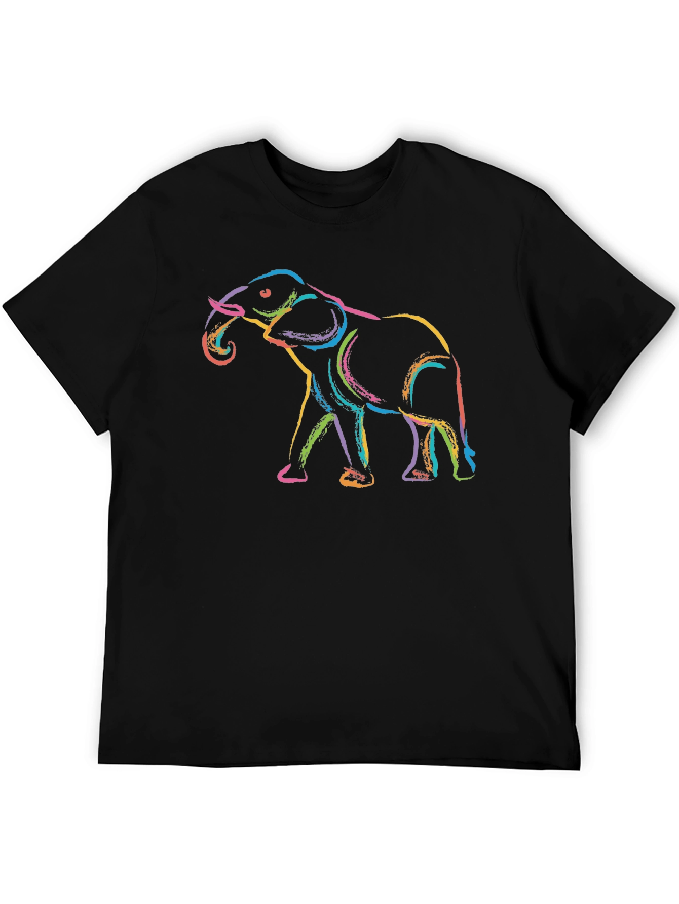 Elephant Colorful Graphic Tee - Unisex Black T-Shirt