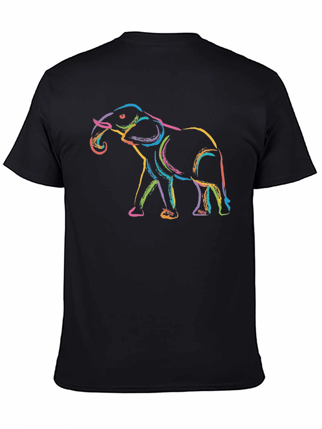 Elephant Colorful Graphic Tee - Unisex Black T-Shirt
