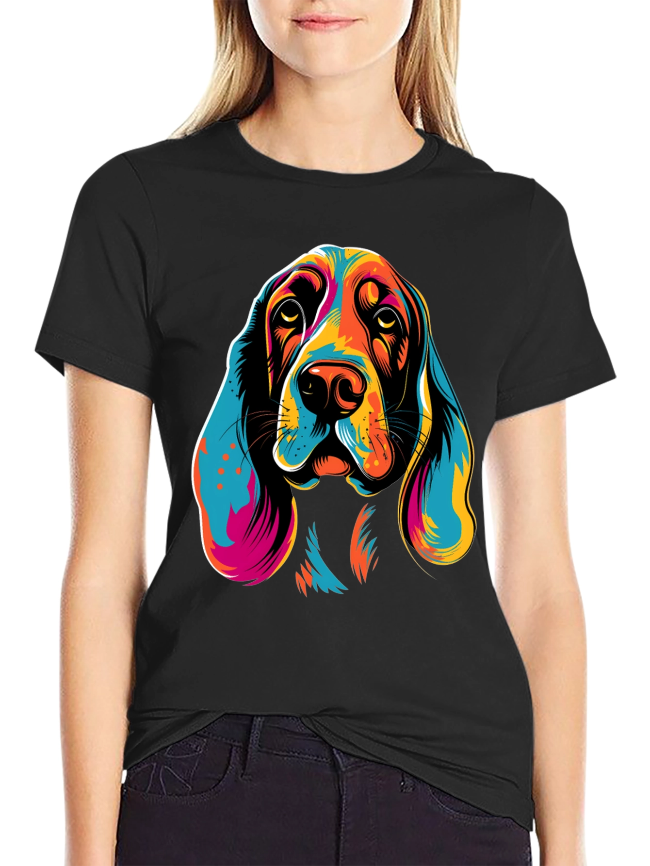 Vibrant Dog Graphic T-Shirt