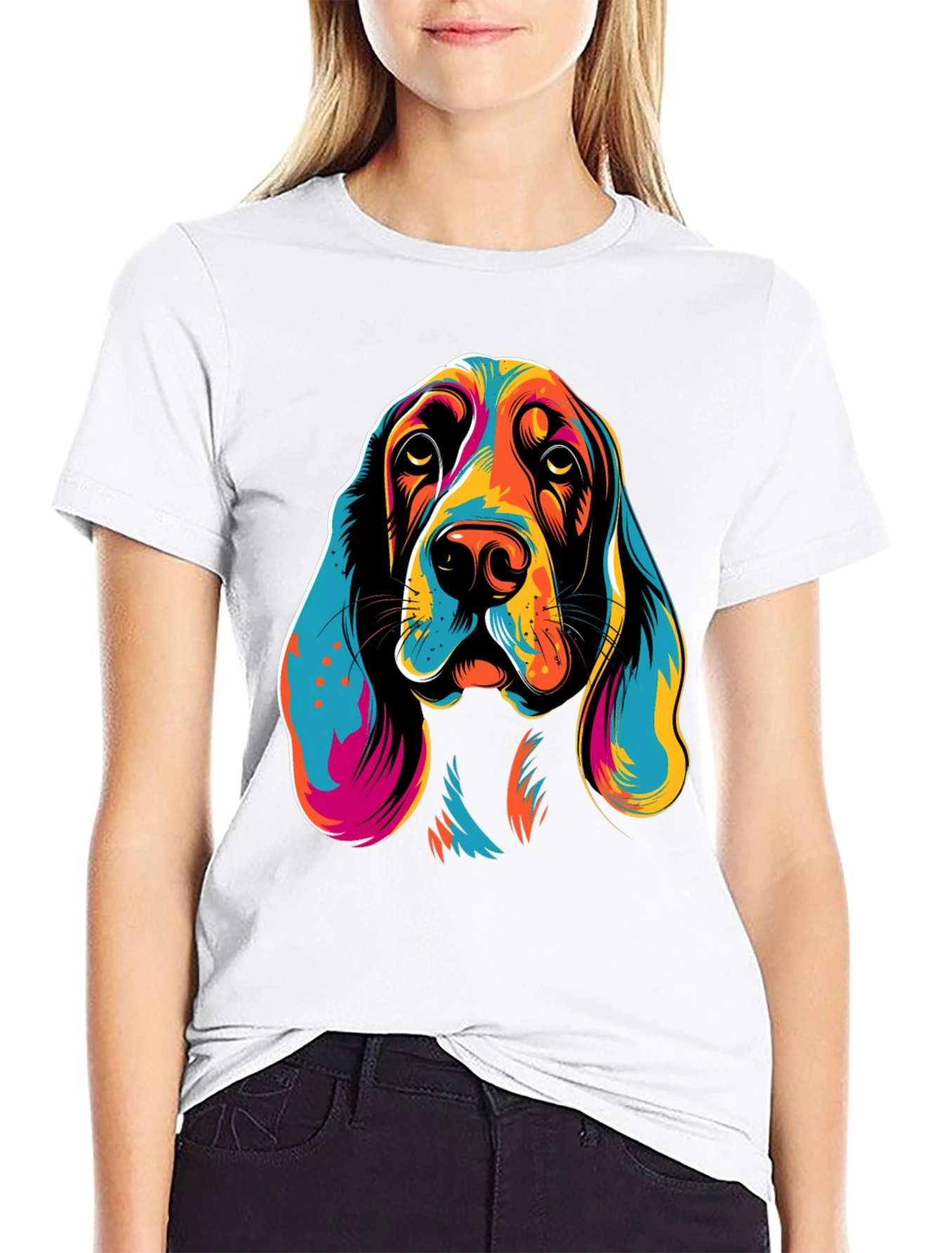 Vibrant Dog Graphic T-Shirt