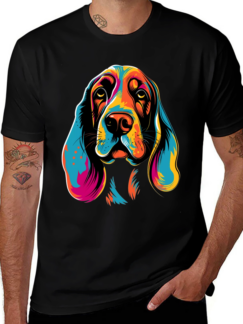 Vibrant Dog Graphic T-Shirt