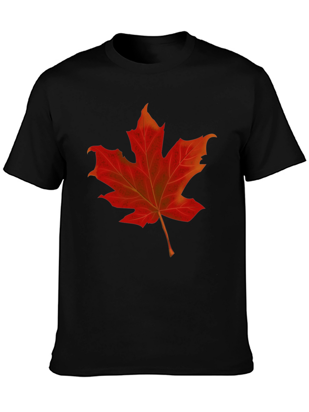 Maple Leaf Graphic Tee - Black Cotton Shirt
