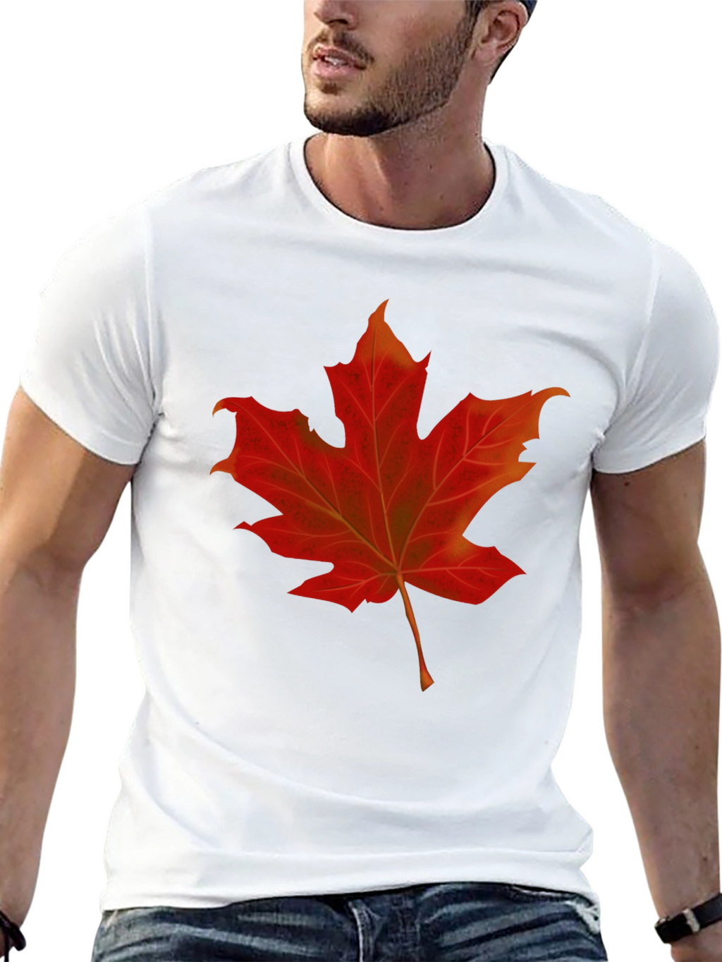 Maple Leaf Graphic Tee - Black Cotton Shirt