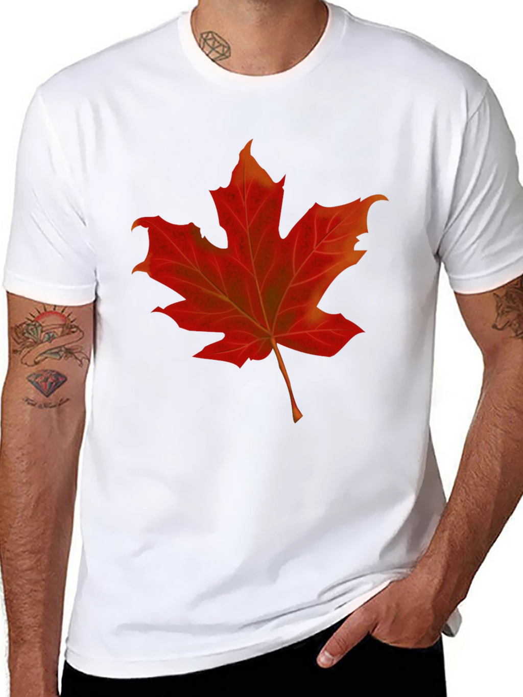 Maple Leaf Graphic Tee - Black Cotton Shirt