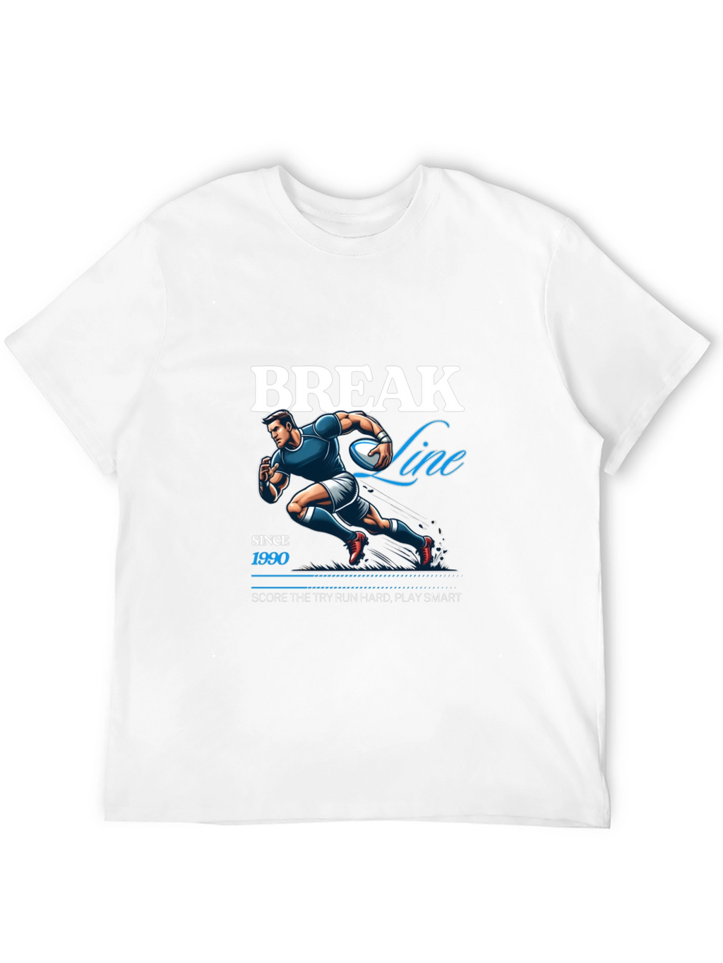 Break Line Rugby Graphic T-Shirt - Black