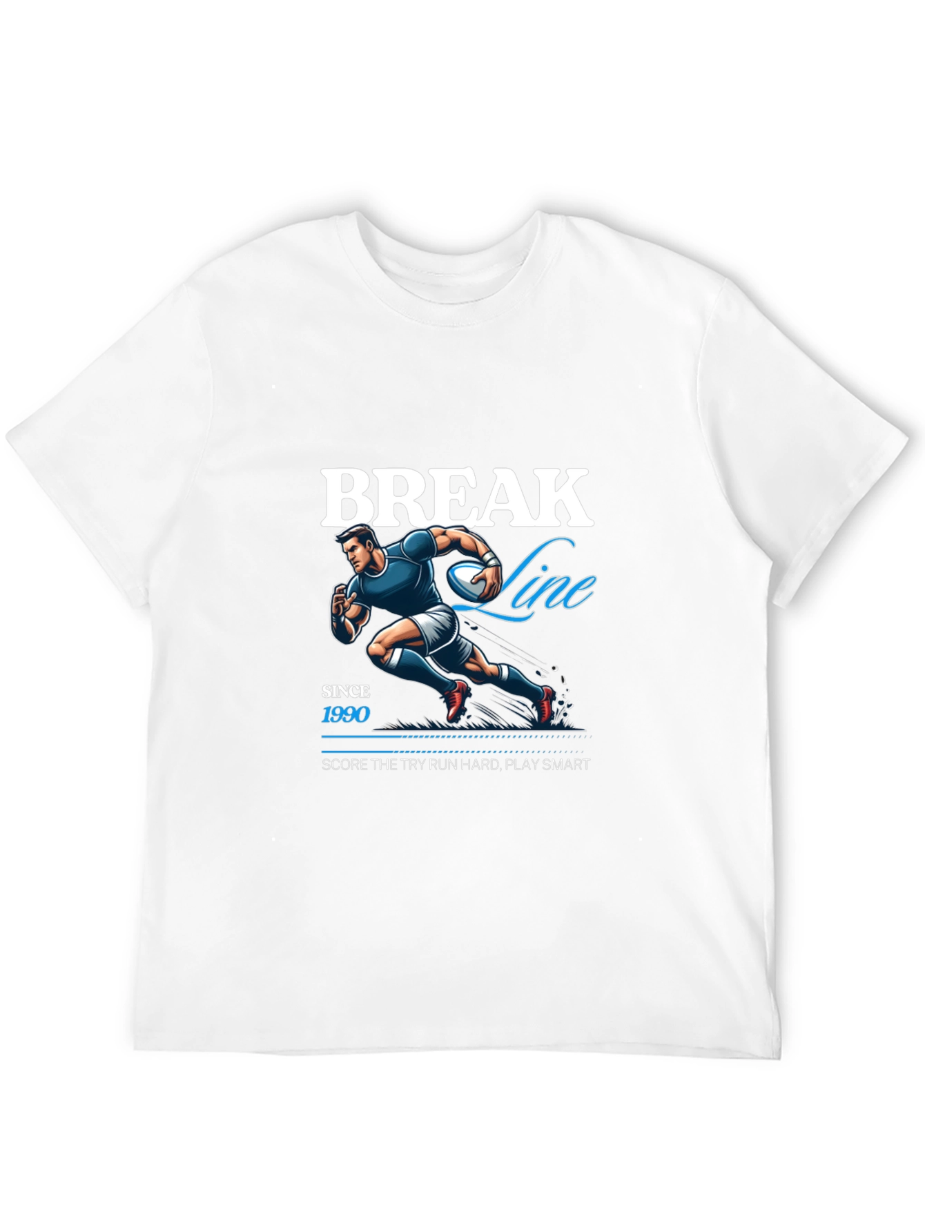 Break Line Rugby Graphic T-Shirt - Black