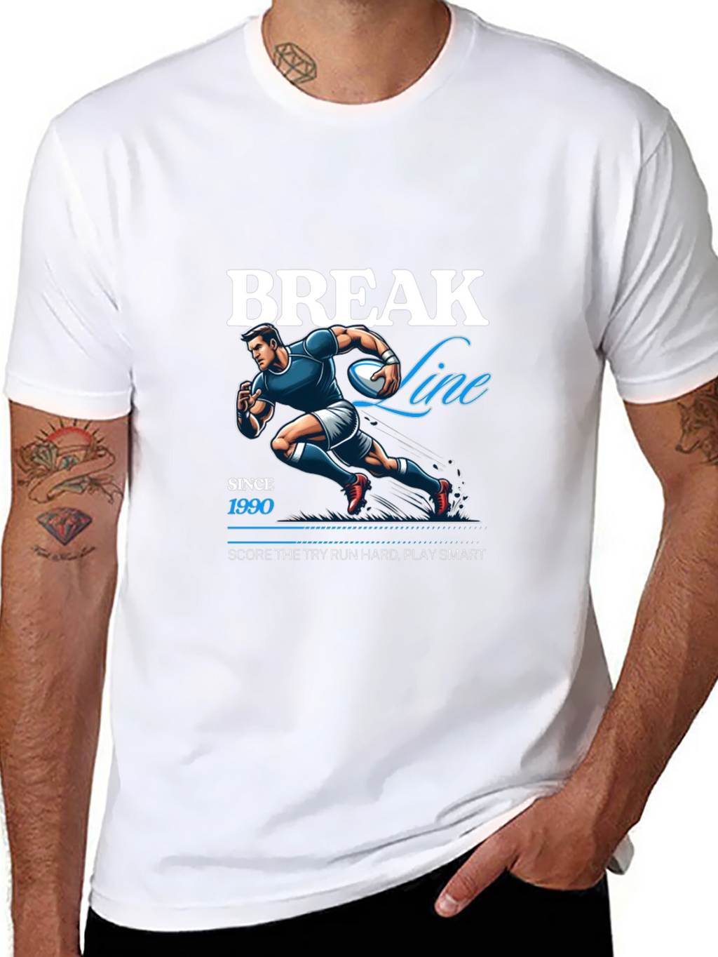 Break Line Rugby Graphic T-Shirt - Black