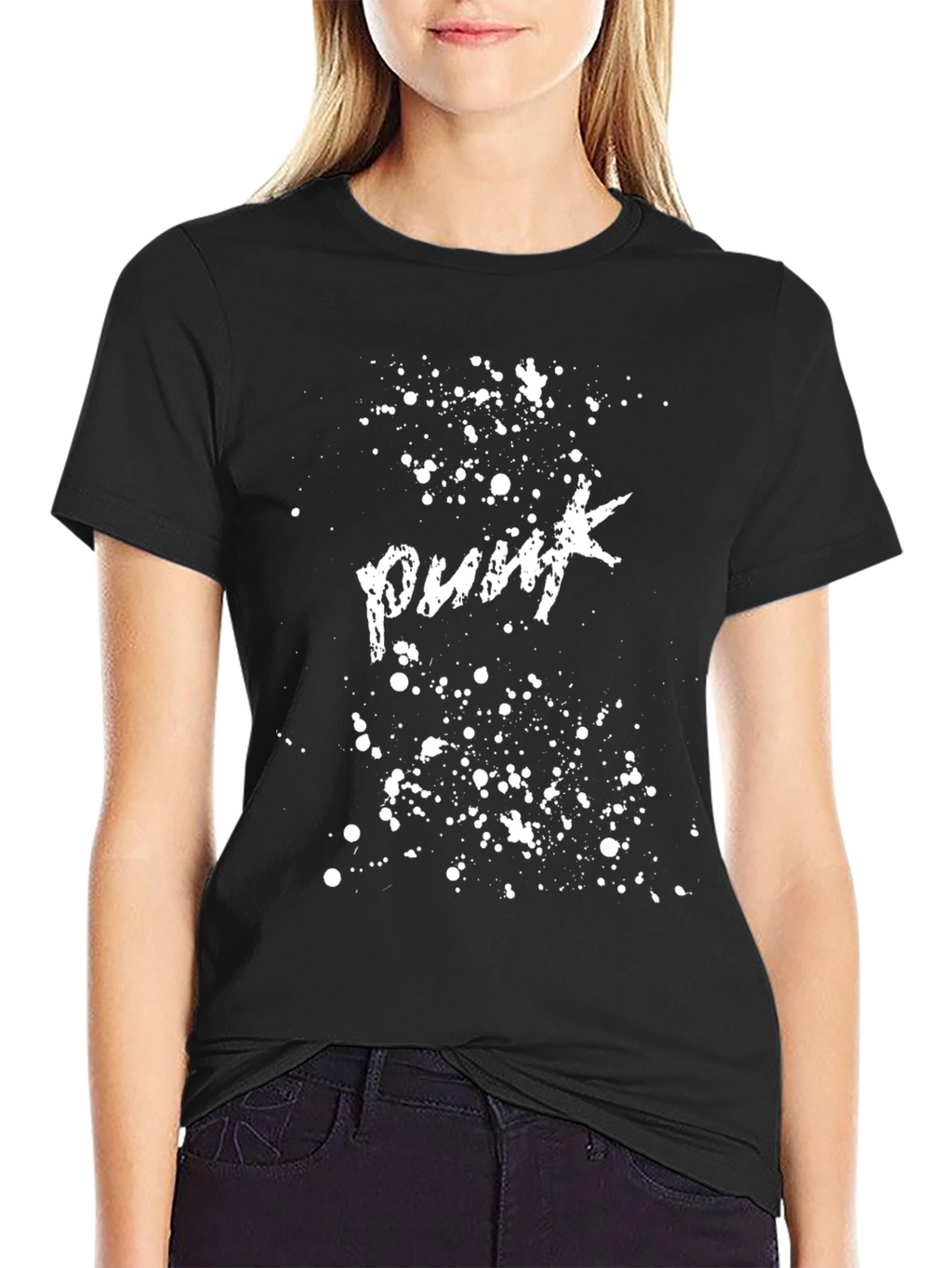 Punk Splatter Graphic Black T-Shirt