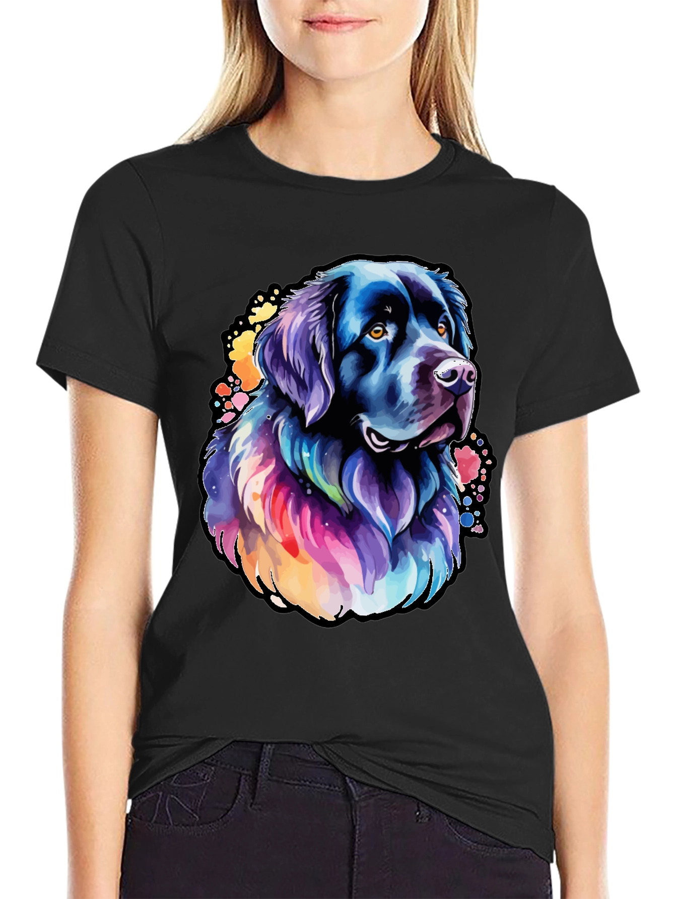 Watercolor Dog Graphic Tee - Black