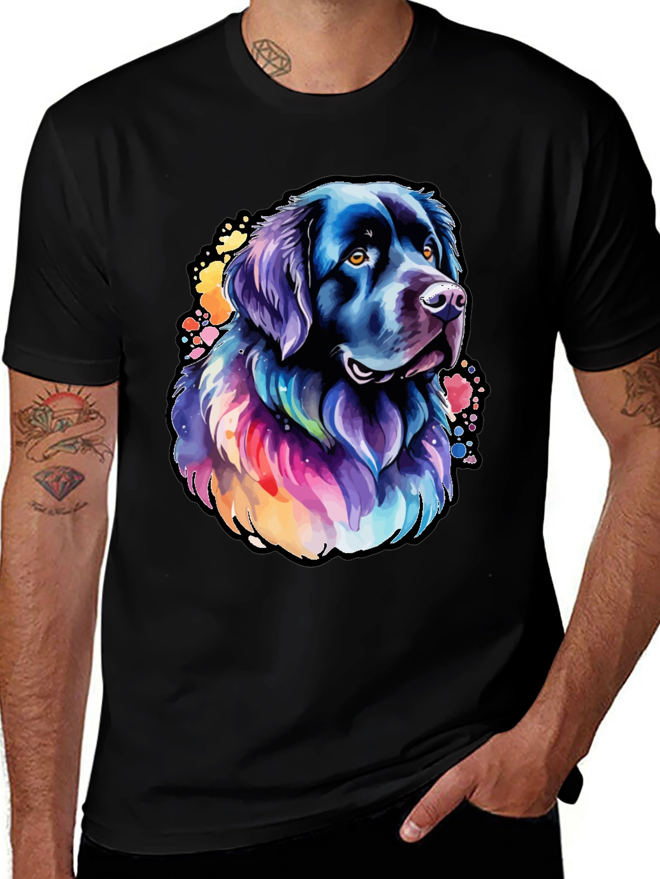 Watercolor Dog Graphic Tee - Black