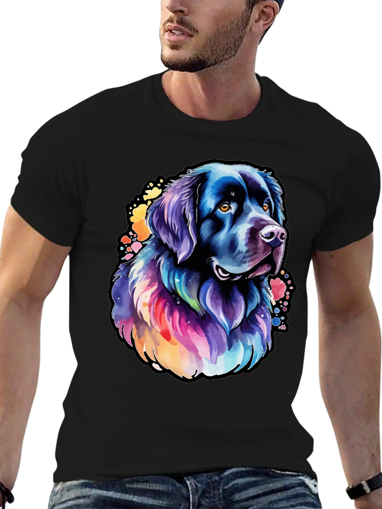 Watercolor Dog Graphic Tee - Black