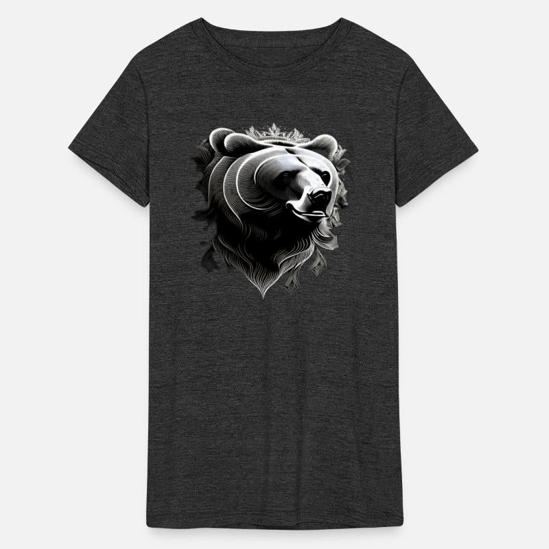 Dark muzzle black and white t-shirt Russian Ornam.