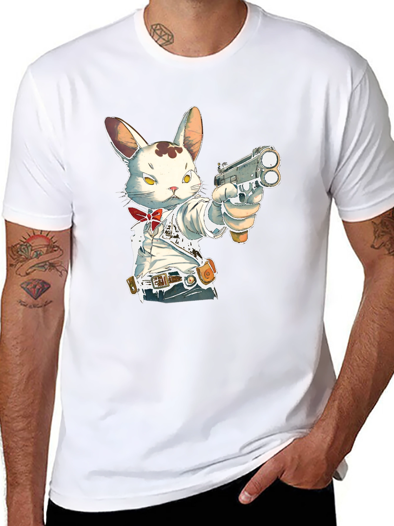 Gun-Toting Bunny T-Shirt - Cool Graphic Tee