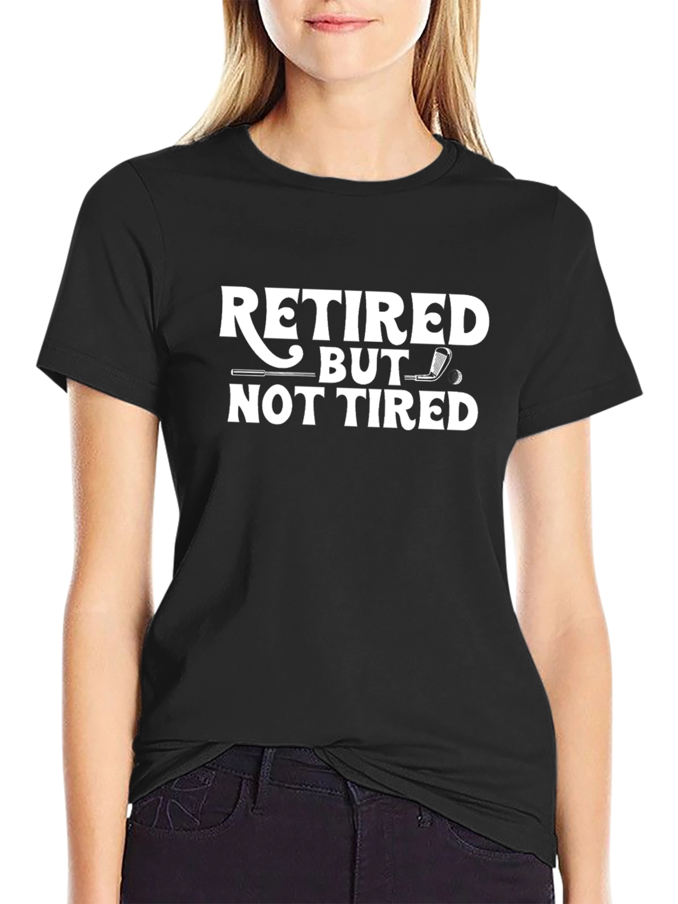 Retired But Not Tired Black Graphic Tee