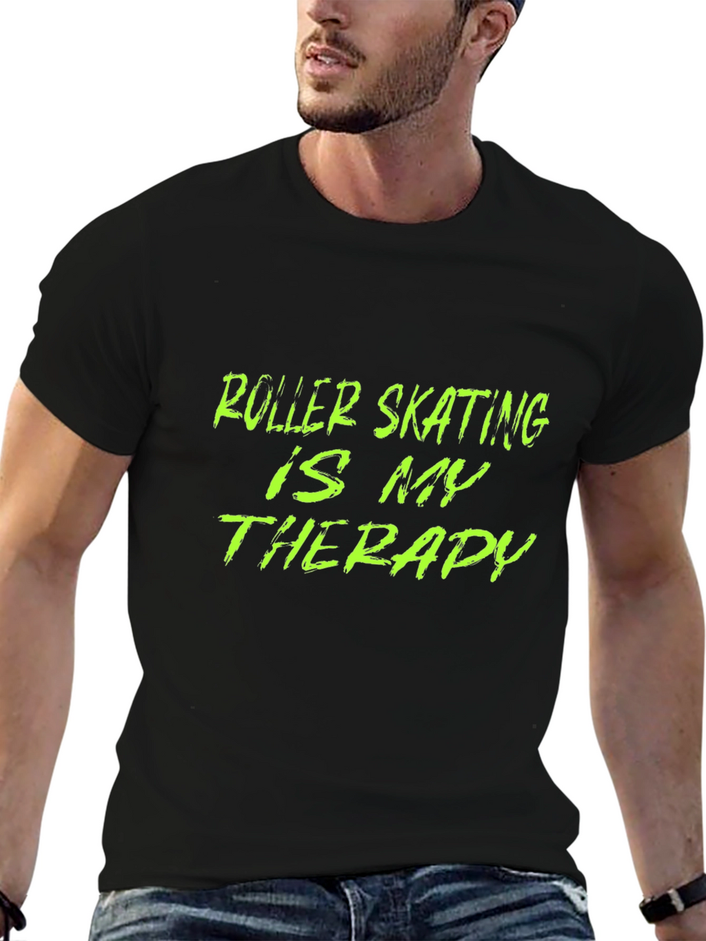 Roller Skating Therapy T-Shirt - Black Graphic Tee