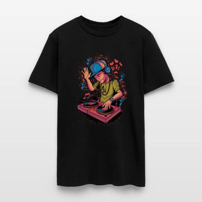 dj turntable boy illustration with vibe