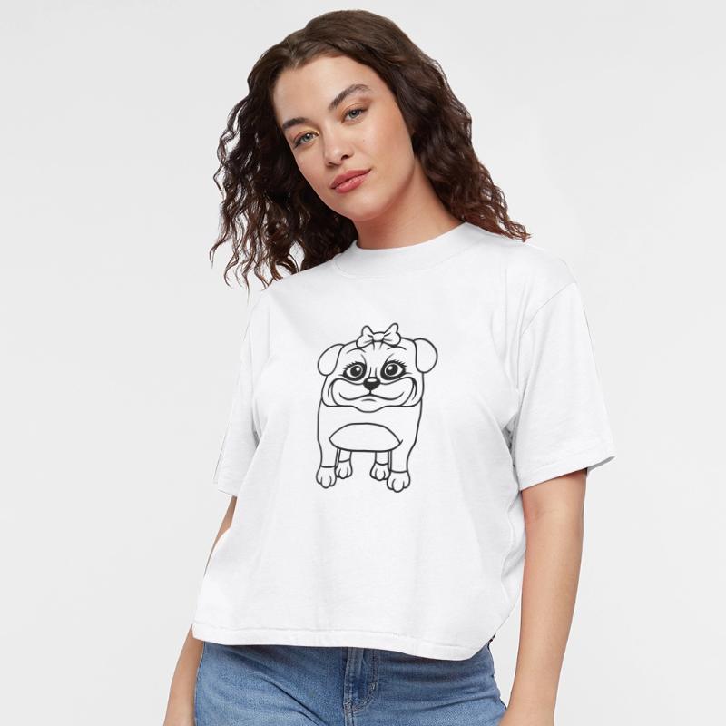 Dog Pug Girl Pretty Bow Woman Female Cute Funny
