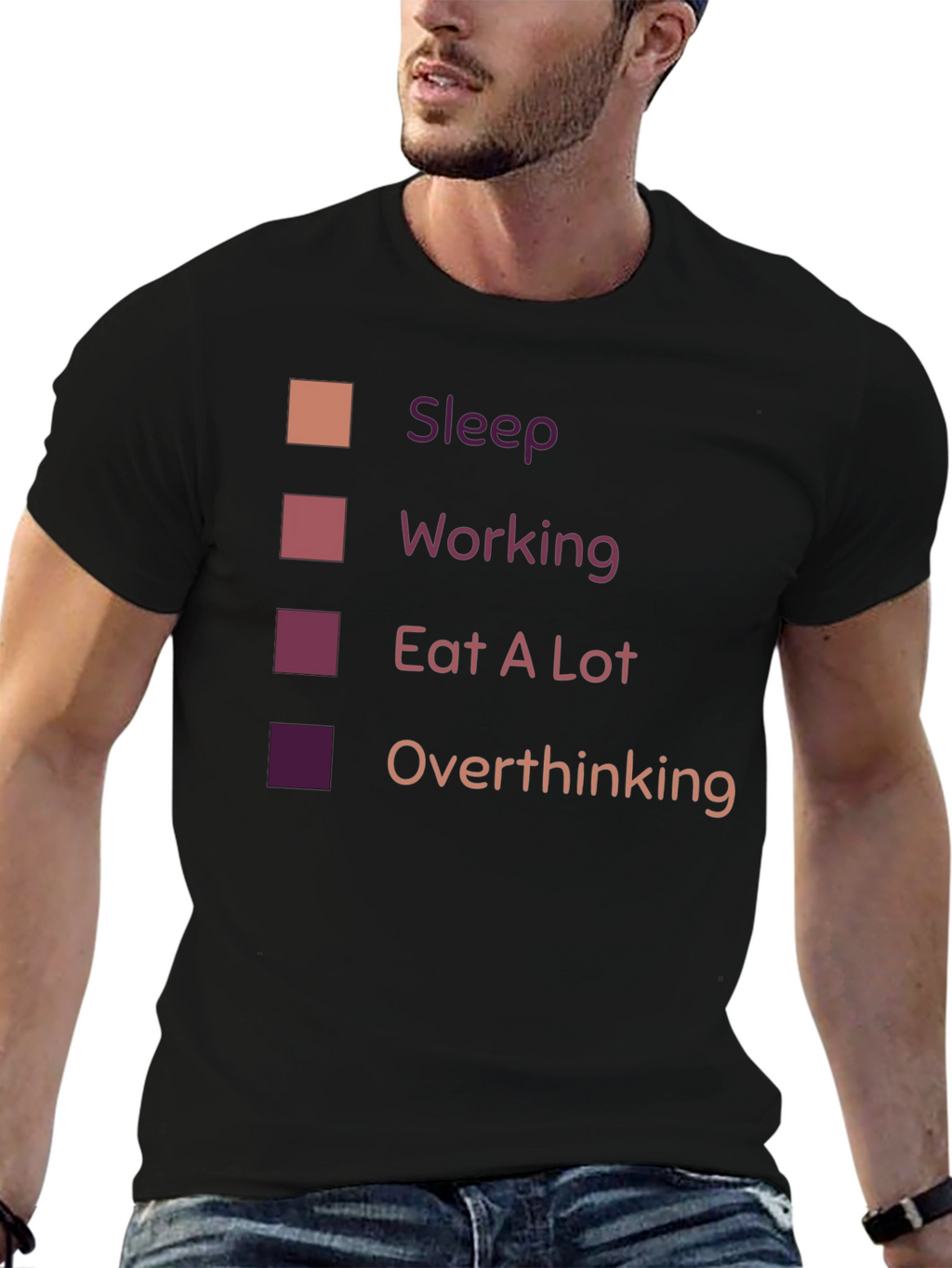 Sleep Working Eat A Lot Overthinking T-Shirt