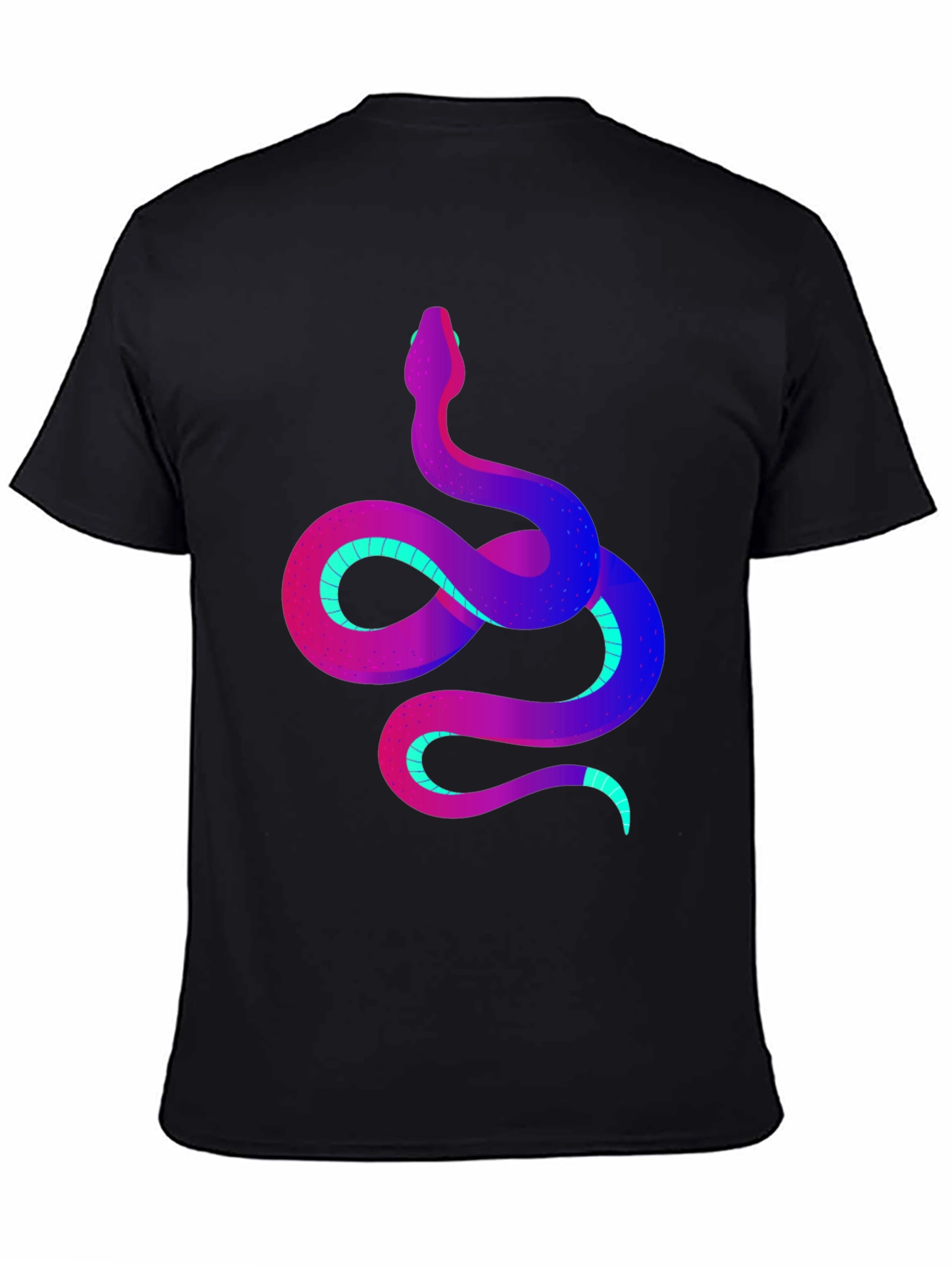 Vibrant Snake Graphic Tee - Stylish Mens Black T-Shirt