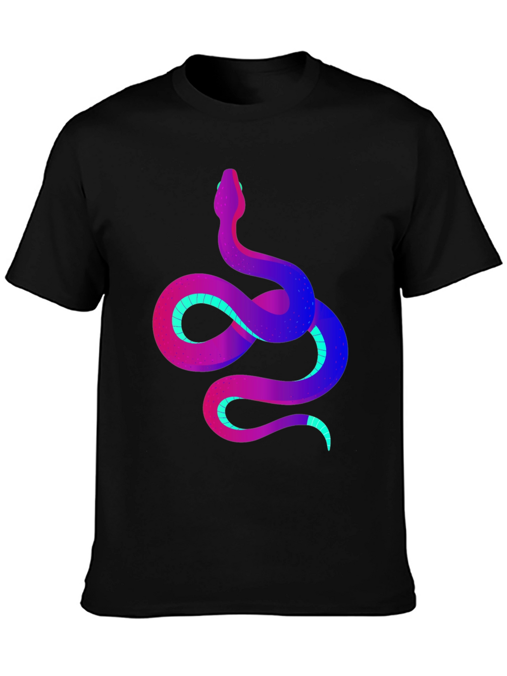 Vibrant Snake Graphic Tee - Stylish Mens Black T-Shirt