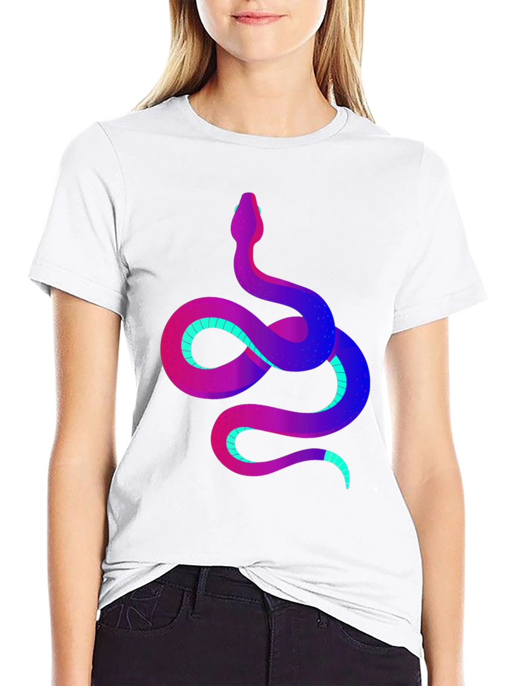 Vibrant Snake Graphic Tee - Stylish Mens Black T-Shirt