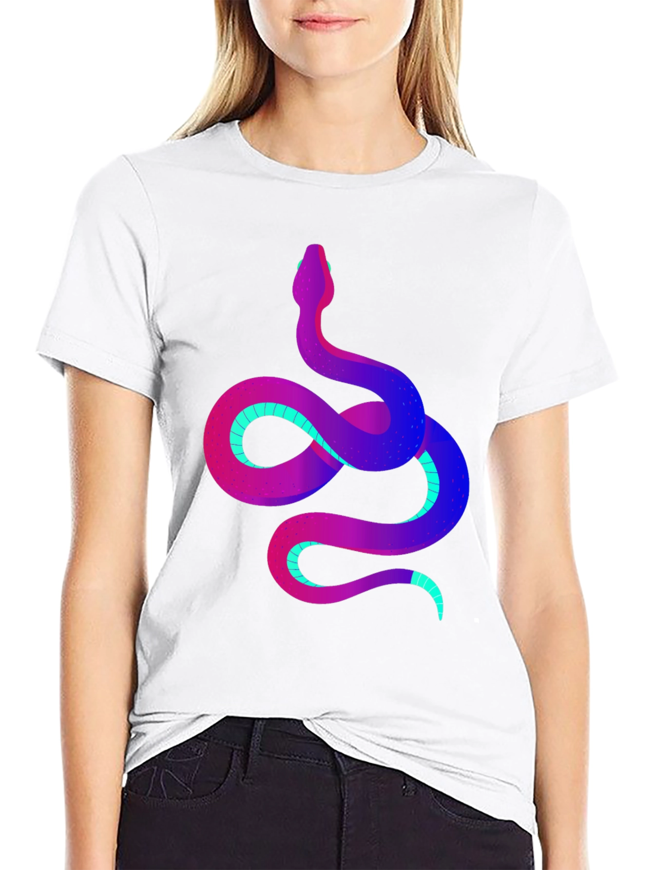 Vibrant Snake Graphic Tee - Stylish Mens Black T-Shirt