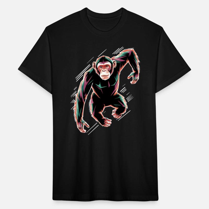 Dynamic Chimpanzee Portrait Leaping Through