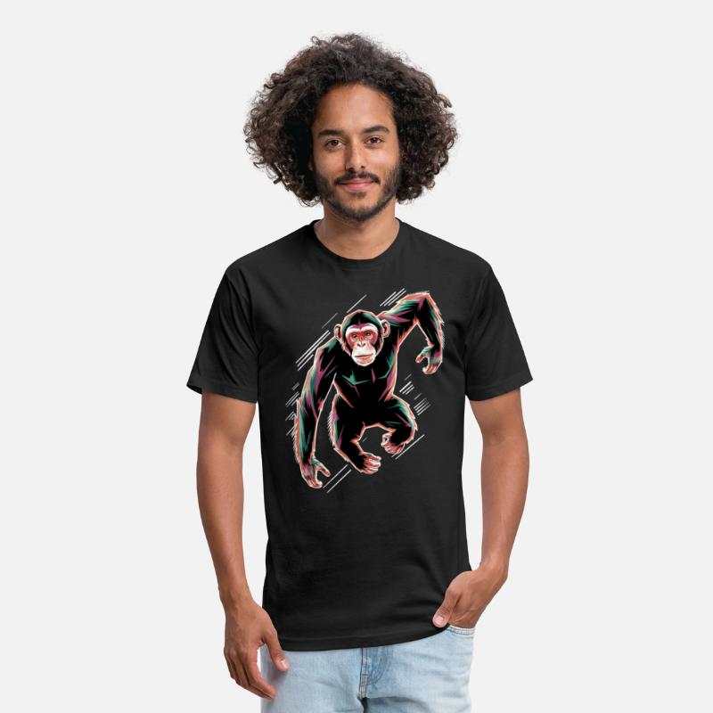 Dynamic Chimpanzee Portrait Leaping Through