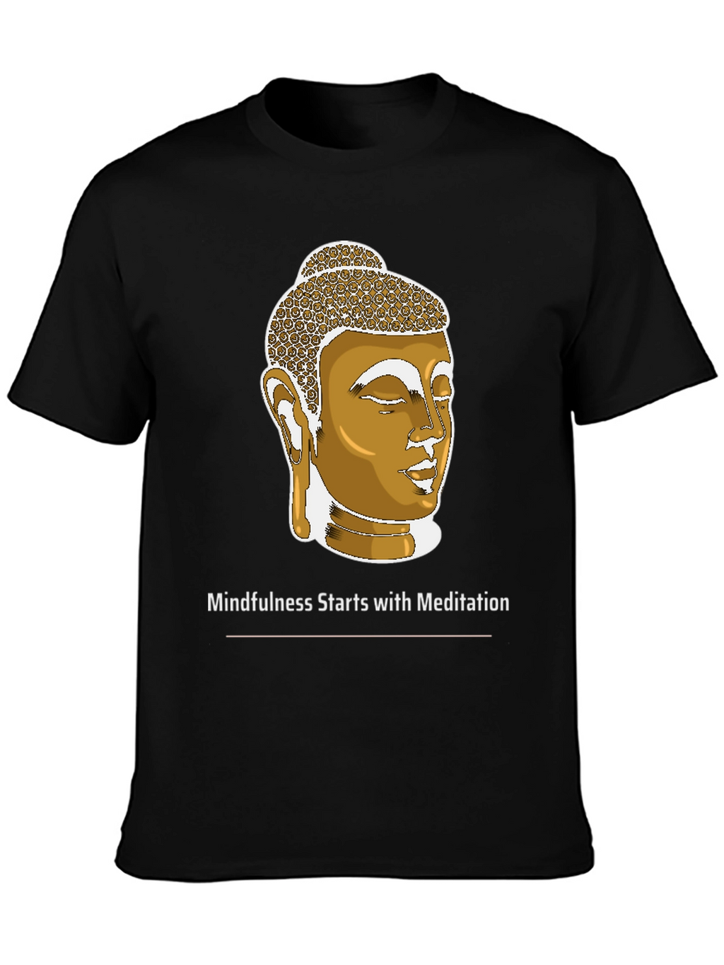 Mindfulness Meditation Buddha Head Black T-Shirt