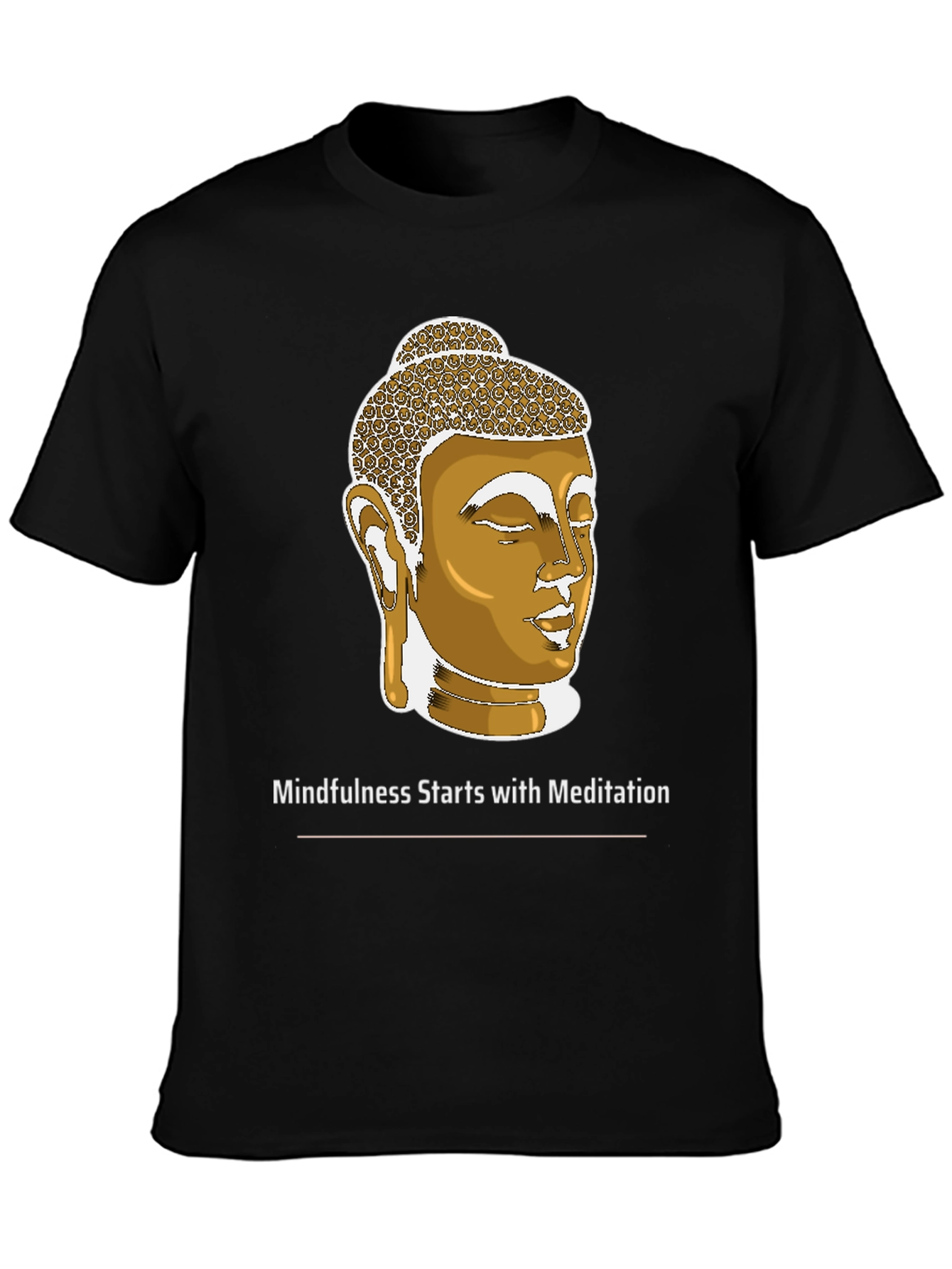Mindfulness Meditation Buddha Head Black T-Shirt