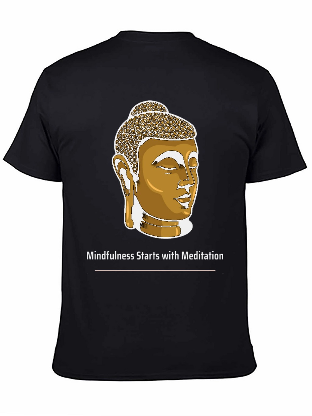 Mindfulness Meditation Buddha Head Black T-Shirt