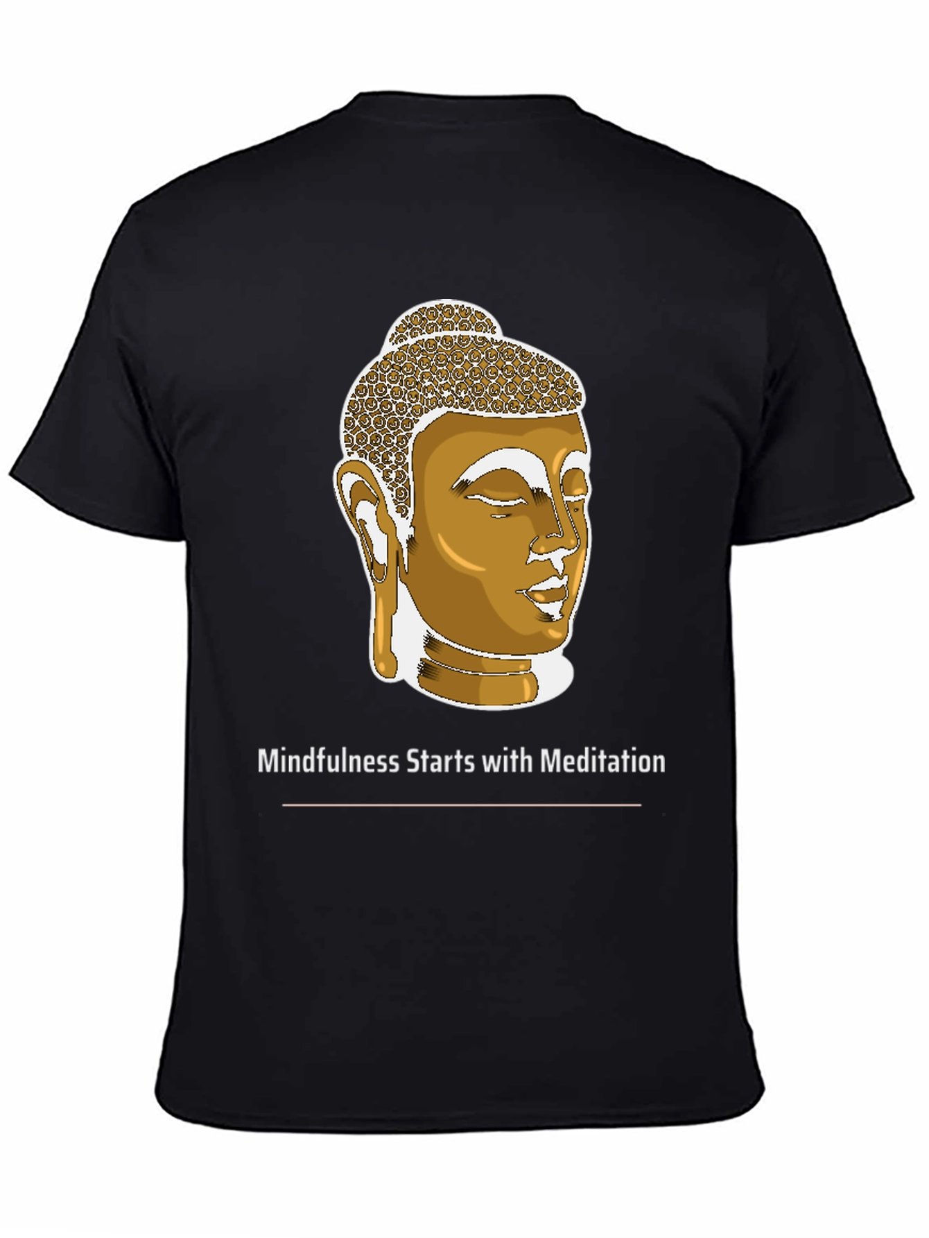 Mindfulness Meditation Buddha Head Black T-Shirt