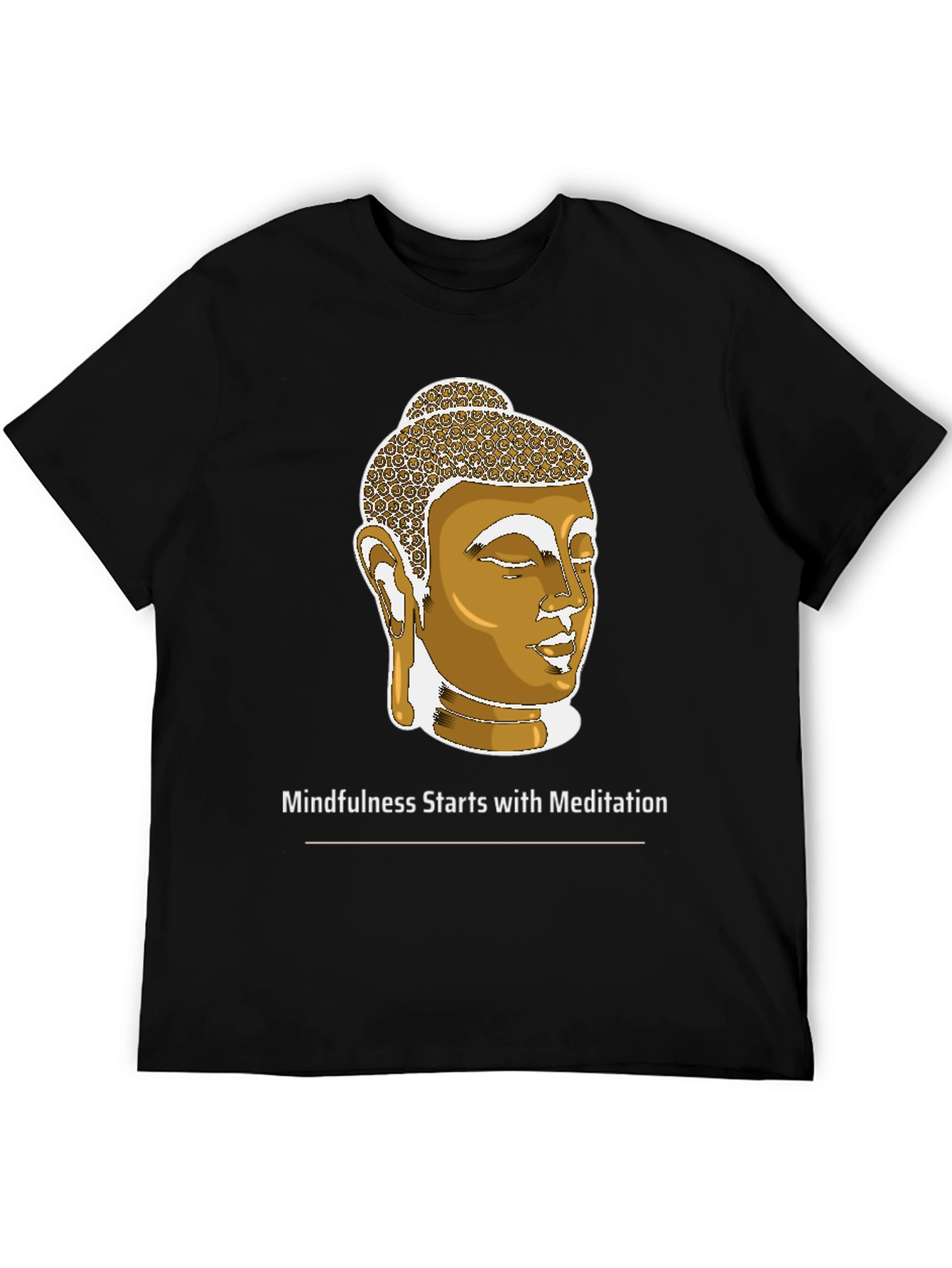 Mindfulness Meditation Buddha Head Black T-Shirt