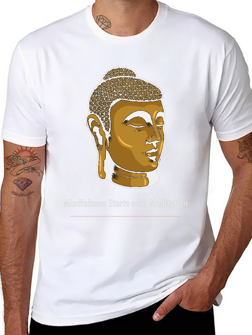 Mindfulness Meditation Buddha Head Black T-Shirt