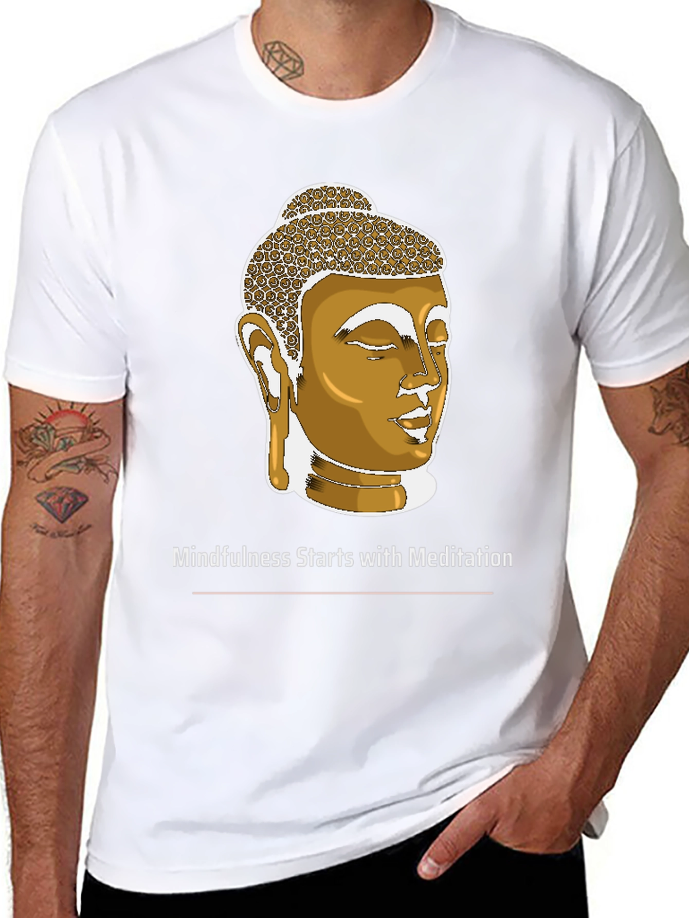 Mindfulness Meditation Buddha Head Black T-Shirt