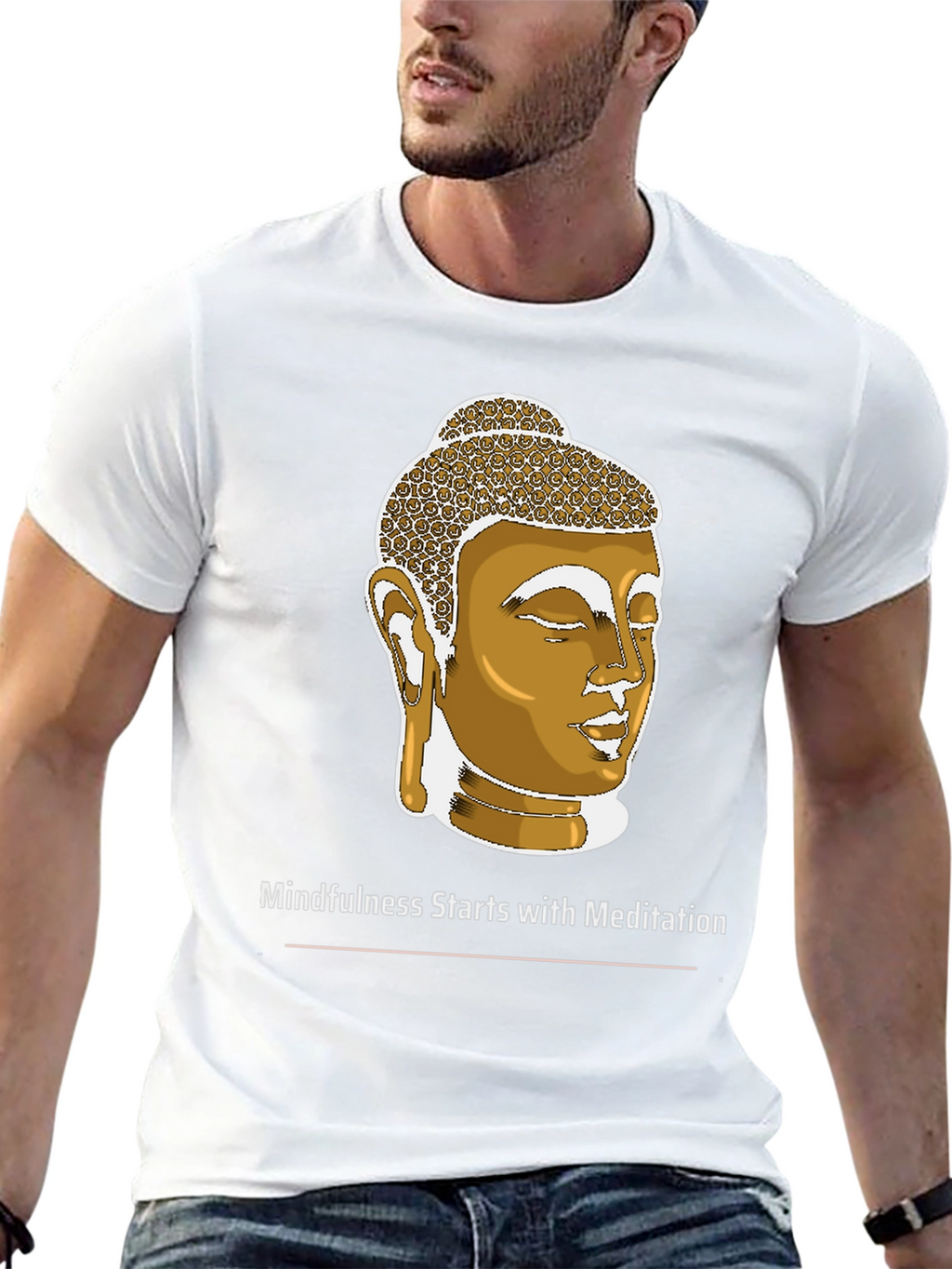 Mindfulness Meditation Buddha Head Black T-Shirt