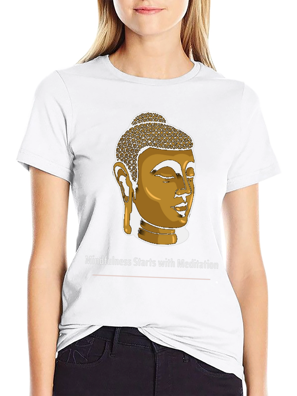 Mindfulness Meditation Buddha Head Black T-Shirt