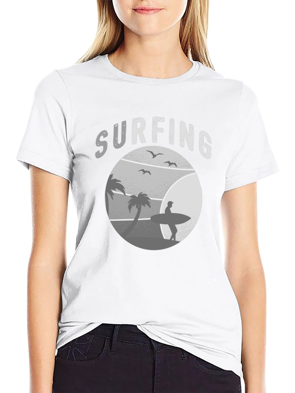 Surfing Scene Graphic Tee | Black