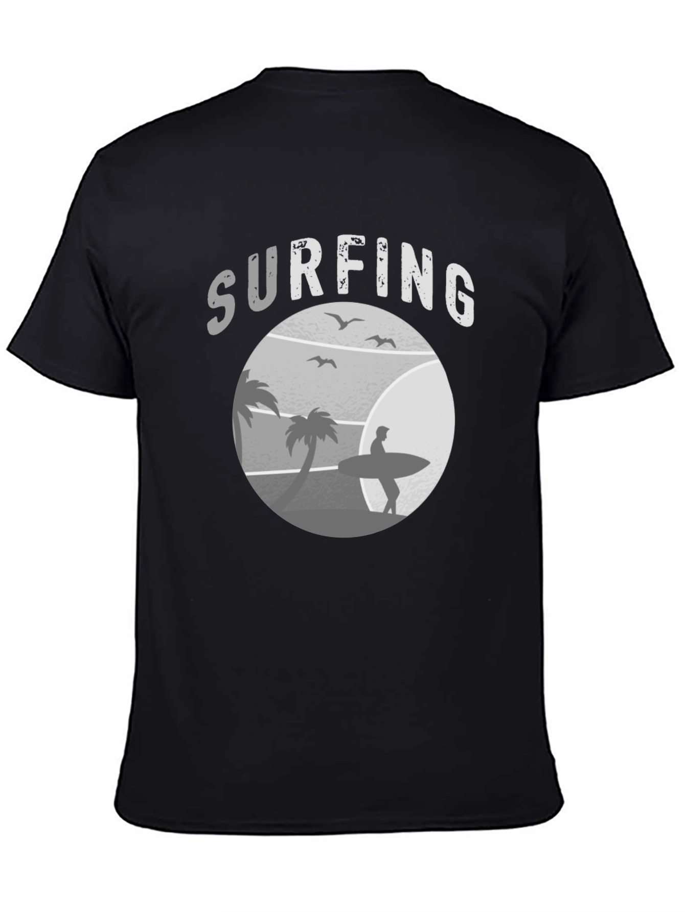 Surfing Scene Graphic Tee | Black