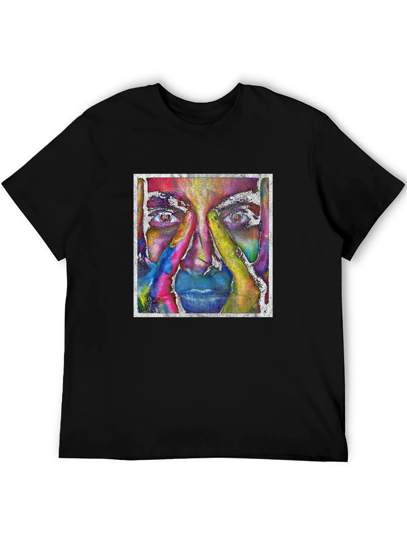 Abstract Face Graphic Tee - Unique Artistic Design
