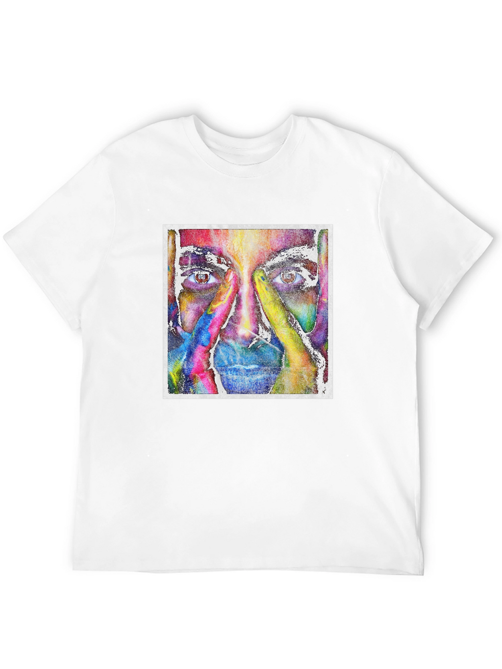 Abstract Face Graphic Tee - Unique Artistic Design