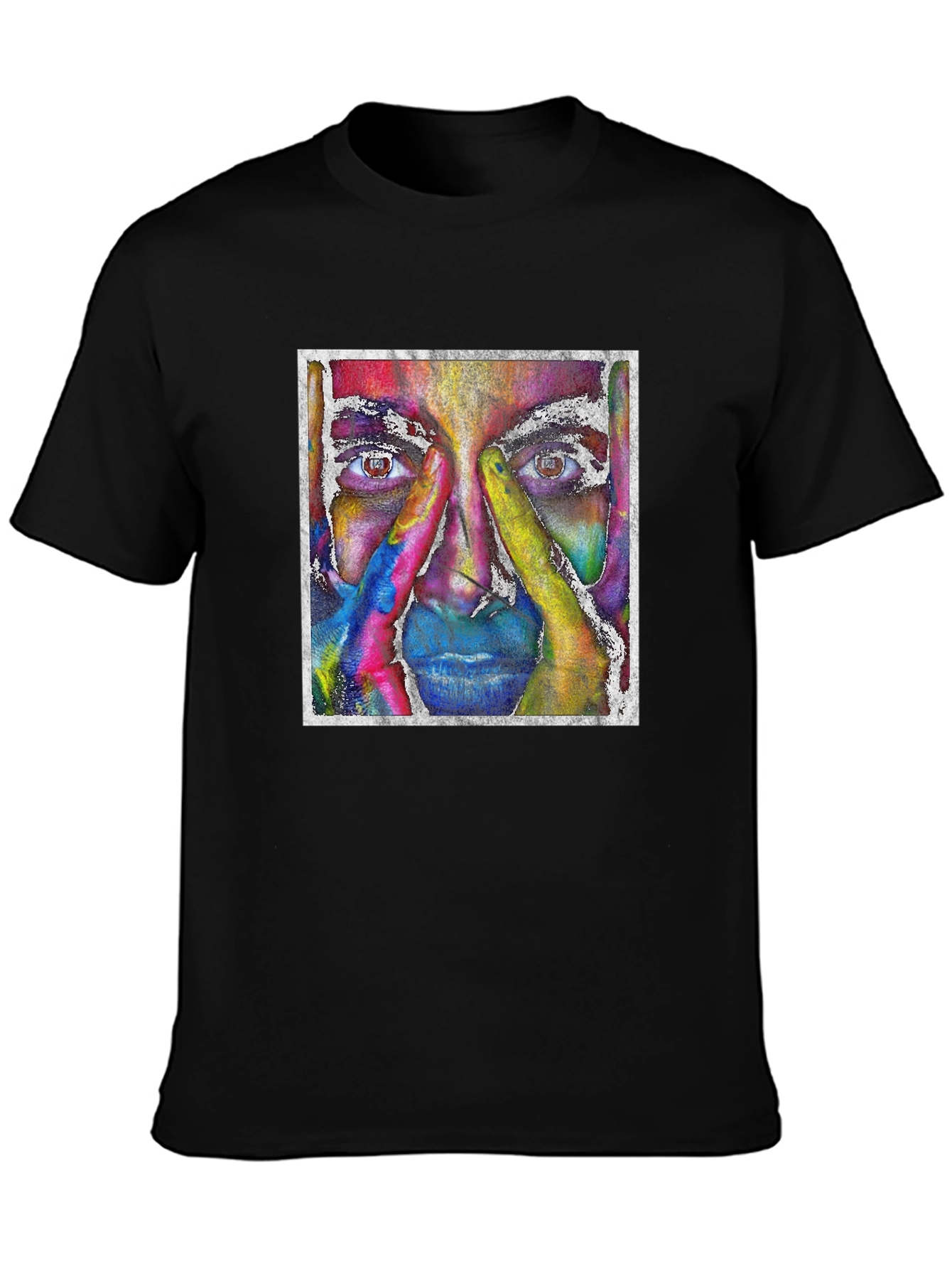Abstract Face Graphic Tee - Unique Artistic Design