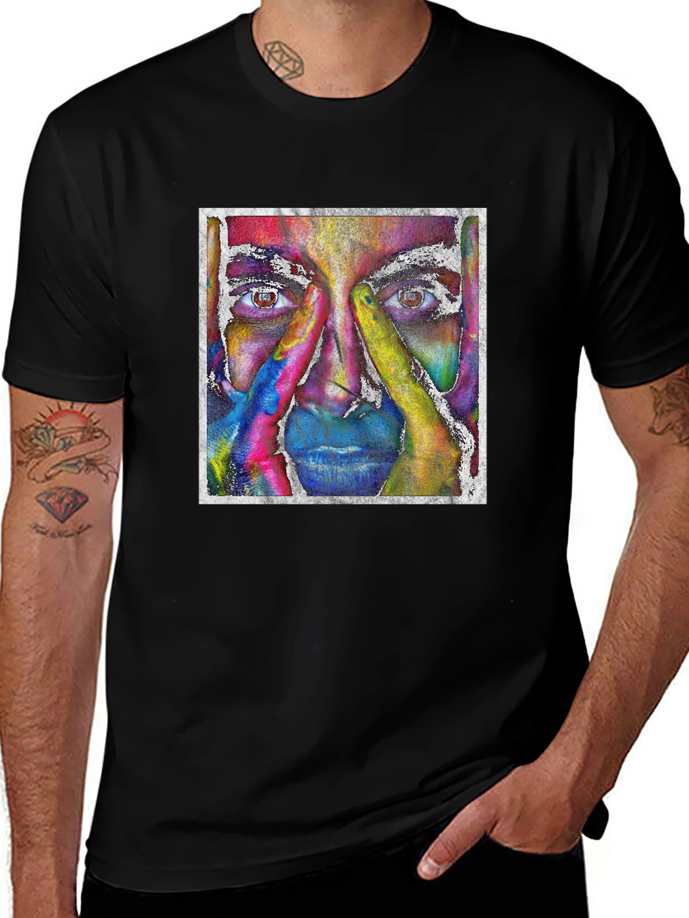 Abstract Face Graphic Tee - Unique Artistic Design