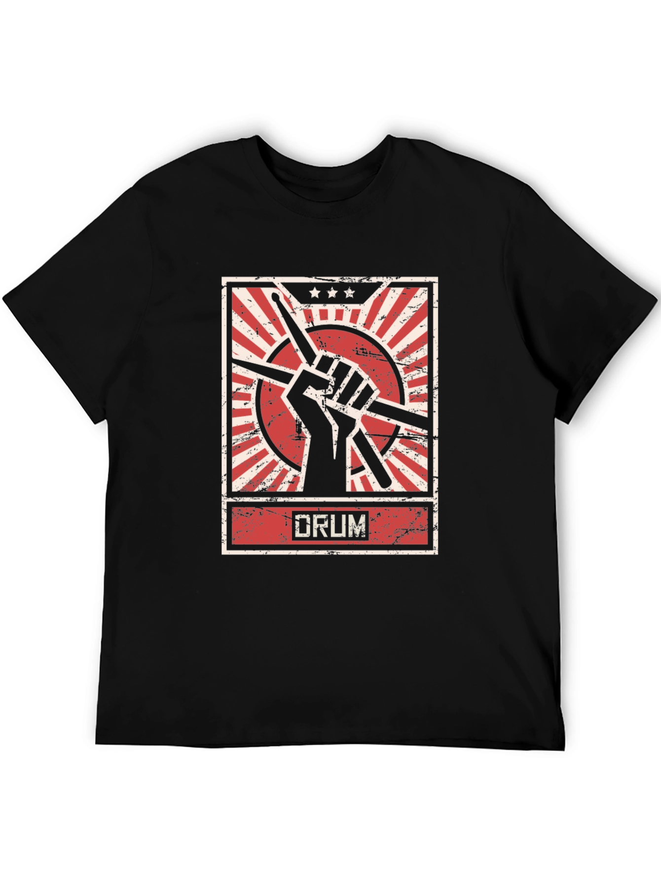 Drummer Graphic Tee - Drumsticks & Fist Design