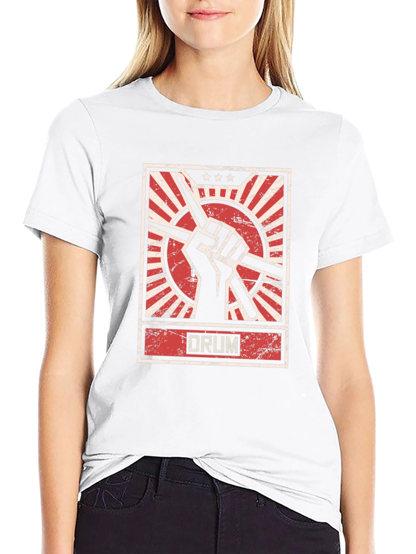 Drummer Graphic Tee - Drumsticks & Fist Design