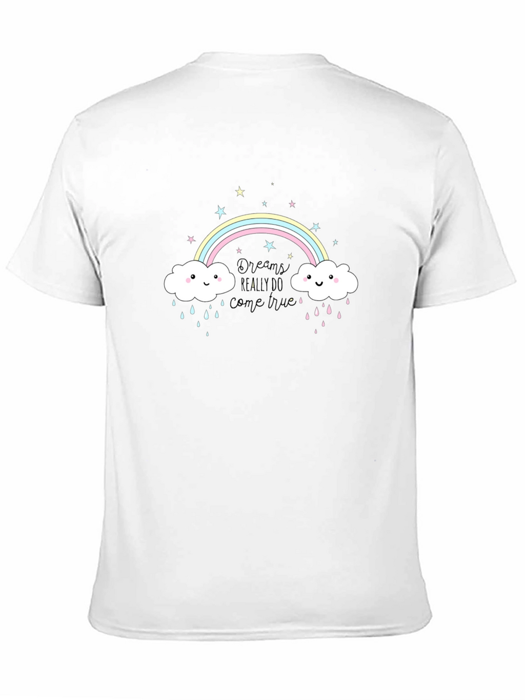 Rainbow Cloud Graphic Tee - Black Cotton T-Shirt